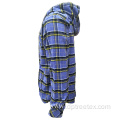 Men Flannel Checked Overshirt Retro Hooded Shirt